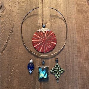 Artisan sterling silver collar and pendant set
